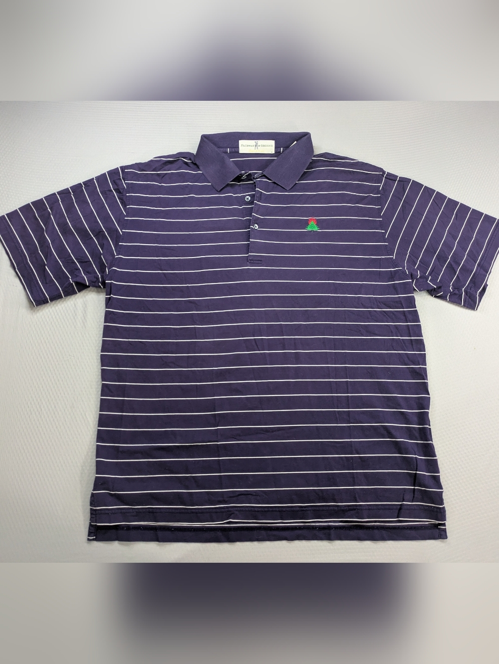 Burning Tree Golf Club Fairway & Greene Polo Shirt Mens L Purple Stripe Cotton